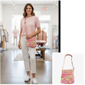 Vera Bradley Bag crossbody Shoulder Bag Petal Pink Retired Style Quilted Cloth